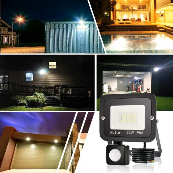 bapro 20W Security Lights with Motion Sensor,Led Floodlight Super Bright, Garden Lights Cold White(6000K), IP65 Waterproof Perfect for Garage, Garden and Forecourt[Energy Class A++]