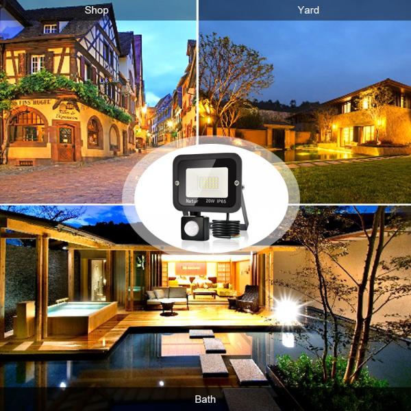 bapro 20W Security Lights with Motion Sensor,Led Floodlight Super Bright, Garden Lights Cold White(6000K), IP65 Waterproof Perfect for Garage, Garden and Forecourt[Energy Class A++]